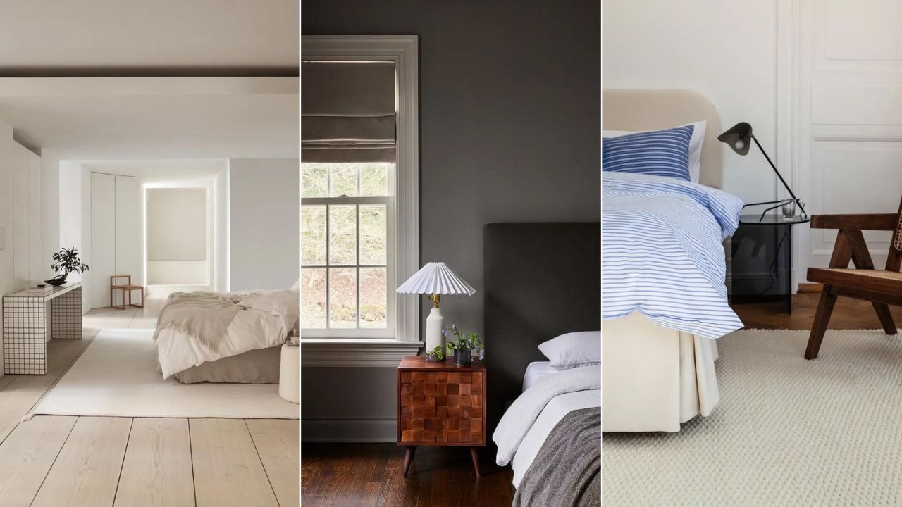Trois lits Boho scandinaves décorés dans des tons neutres